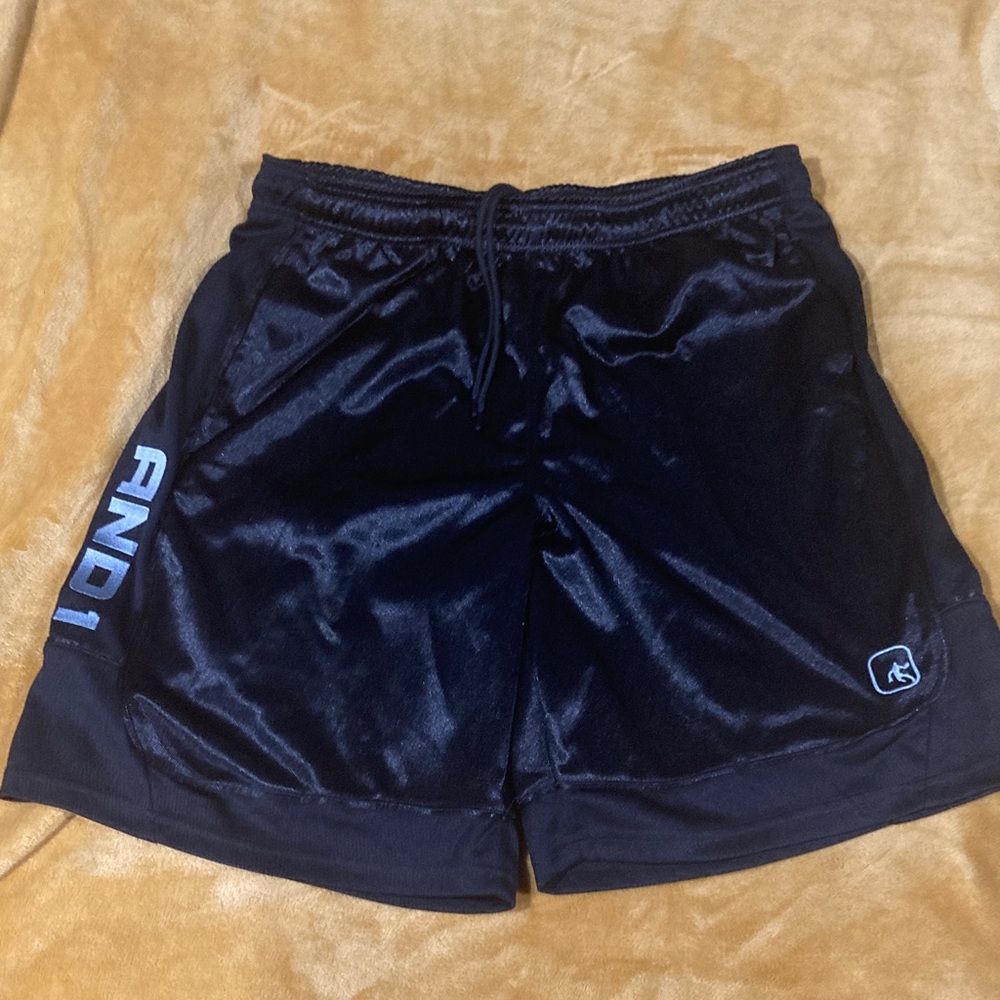 AND1 Men's Shiny Black Athletic Shorts great condition